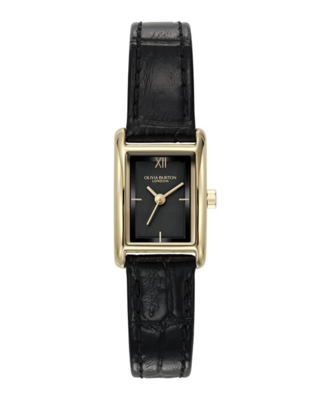 OLIVIA BURTON 16mm Mini Grove Gold & Black Croc Leather Strap Watch